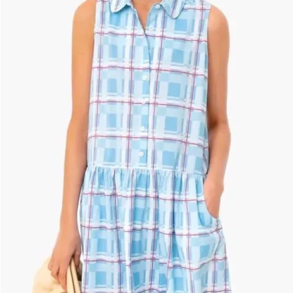 Tuckernuck Royal Sleeveless Light Blue Plaid Button-Up Dress